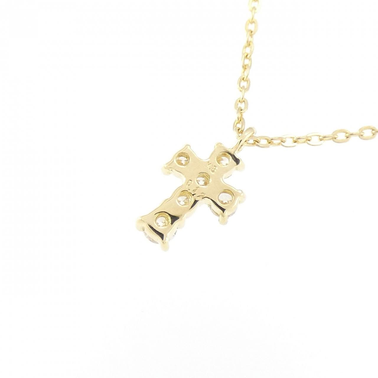 K18YG クロス ダイヤモンド ネックレス 0.12CT