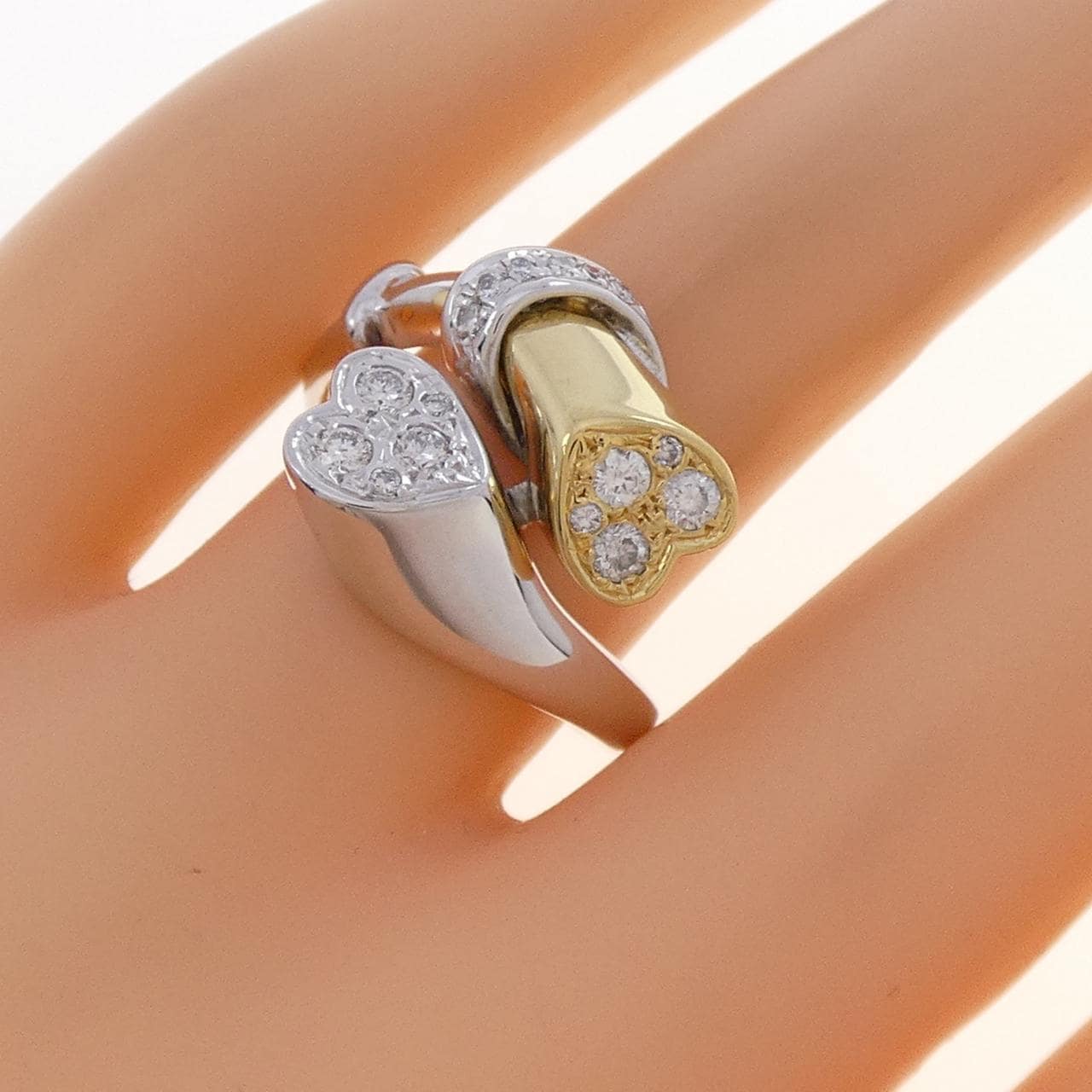 K18WG/K18YG ハート ダイヤモンド リング 0.31CT