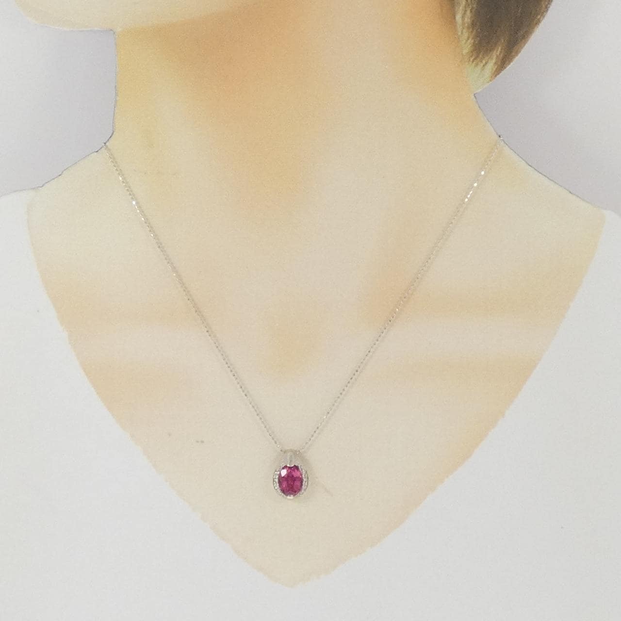 PT900/K18WG トルマリン ネックレス 2.00CT
