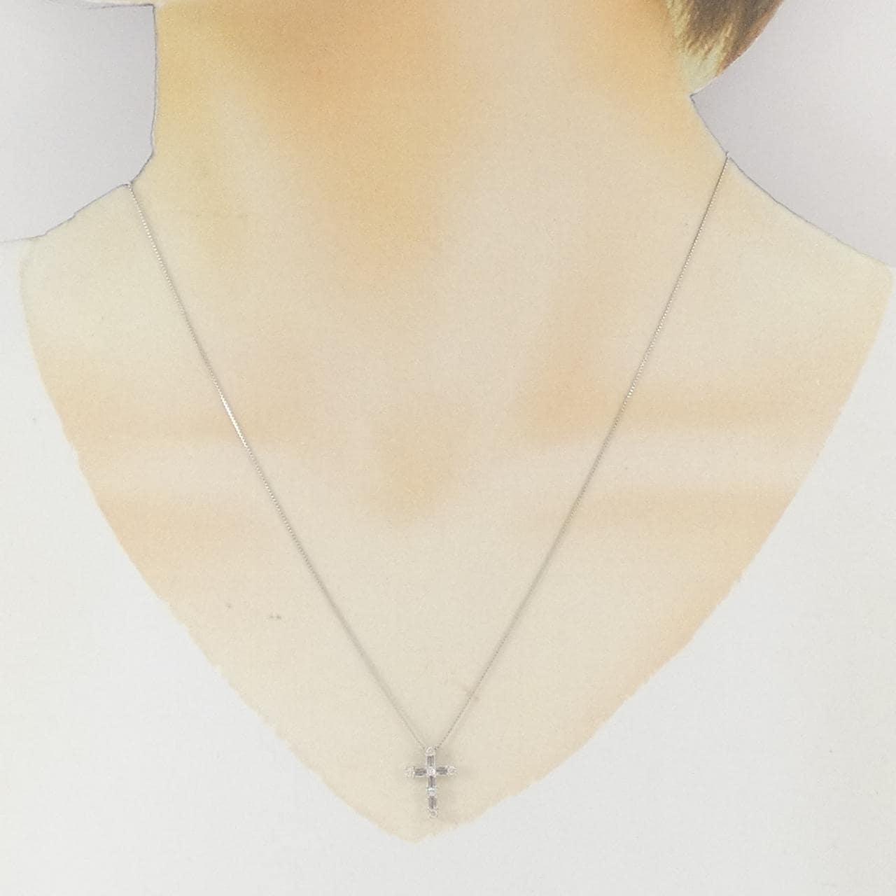 K18WG クロス ダイヤモンド ネックレス 0.09CT