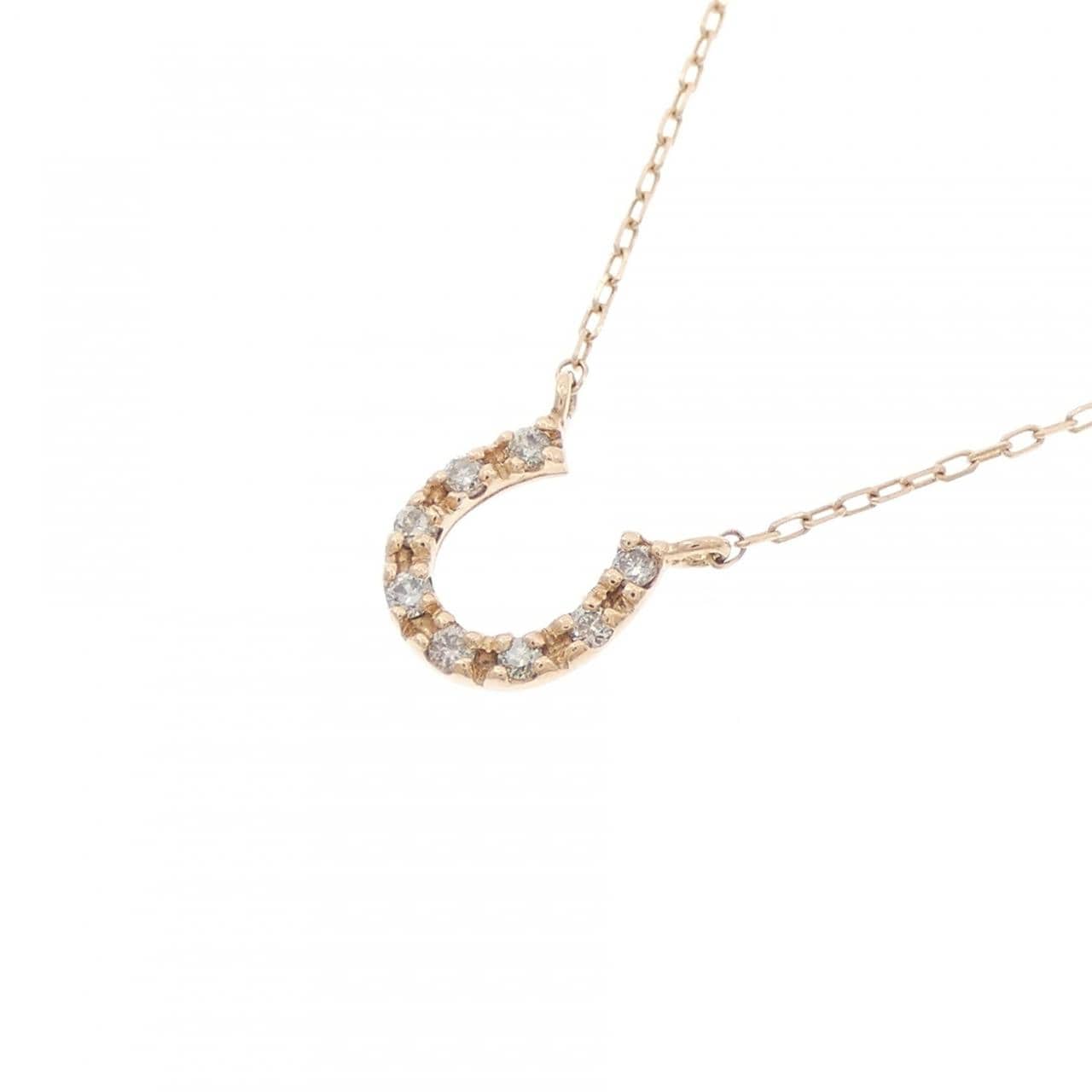 K10PG ホースシュー ダイヤモンド ネックレス 0.05CT