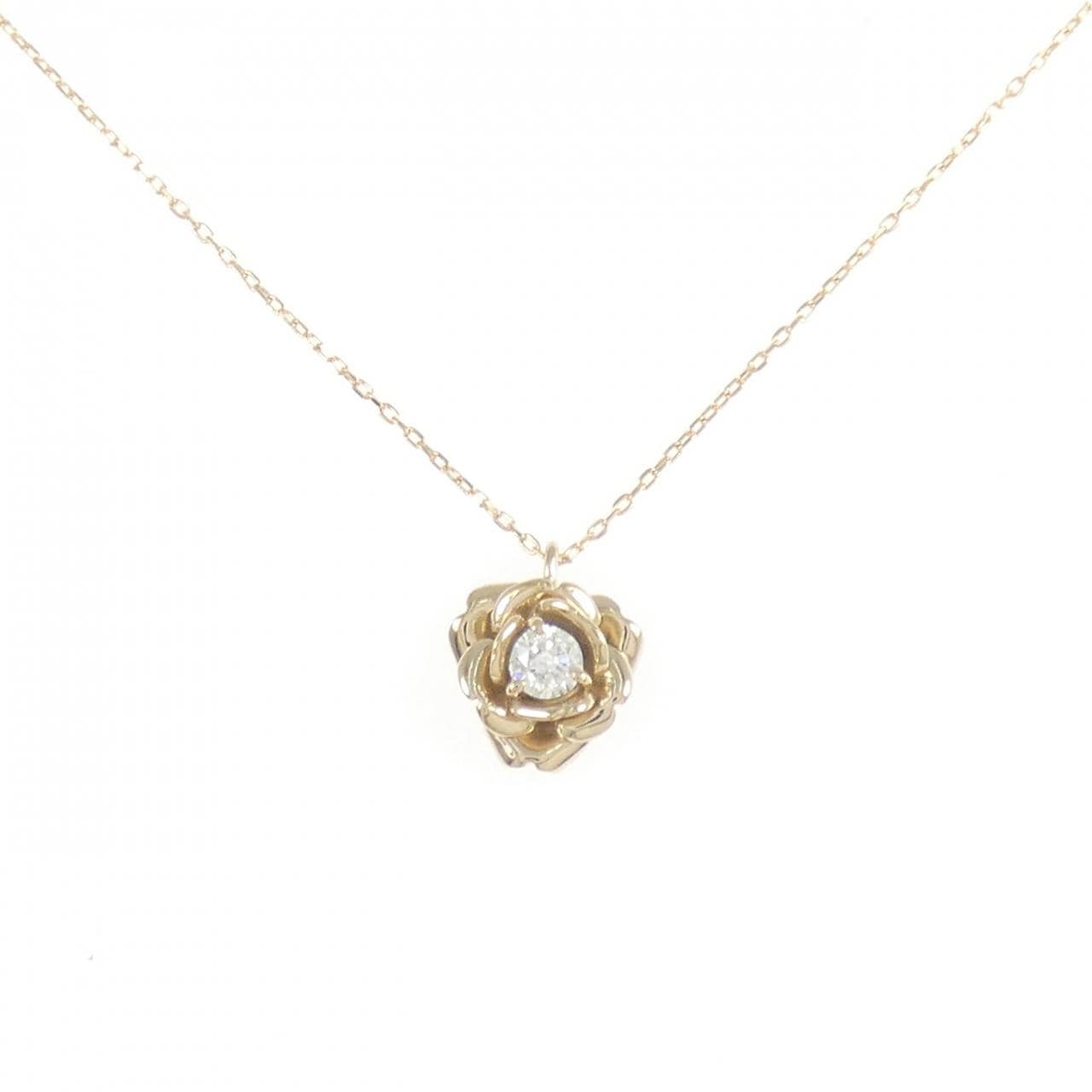 K18PG フラワー ダイヤモンド ネックレス 0.10CT