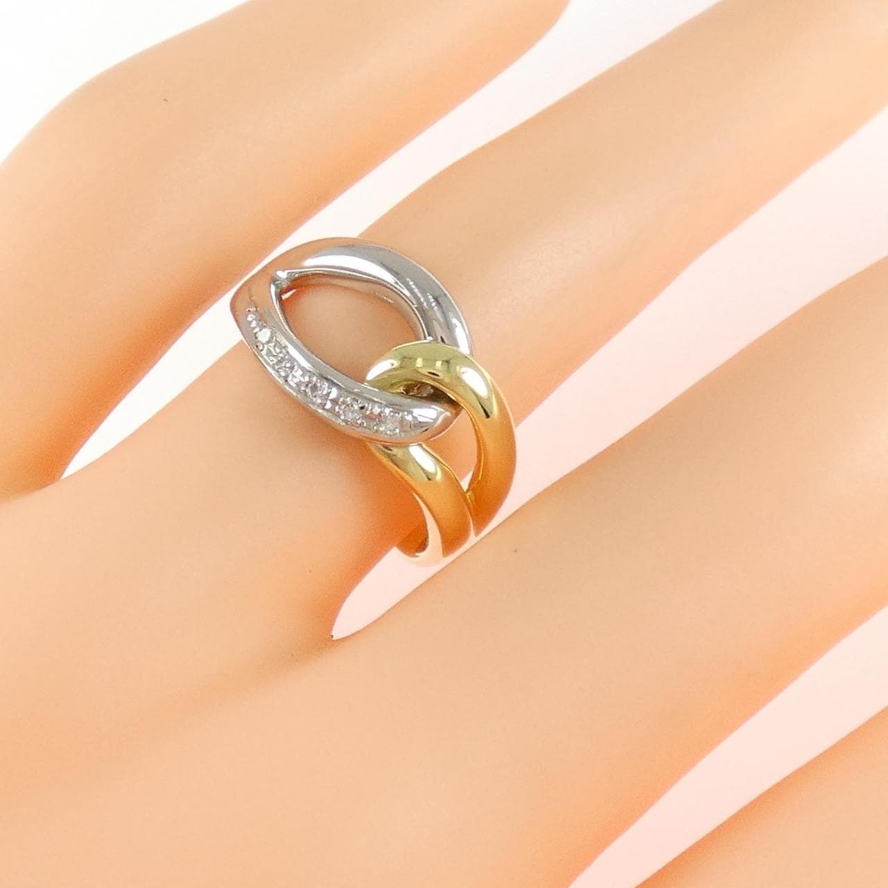 K18YG/PT900 ダイヤモンド リング 0.03CT
