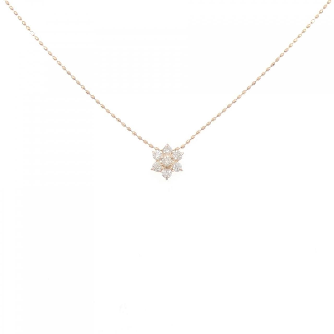 K18PG フラワー ダイヤモンド ネックレス 0.18CT