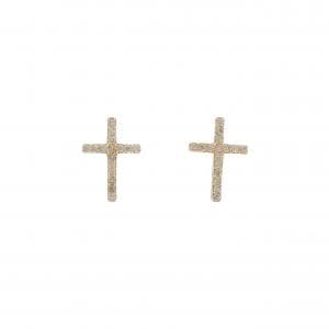 【新品】K18YG クロス ダイヤモンド ピアス 0.40CT