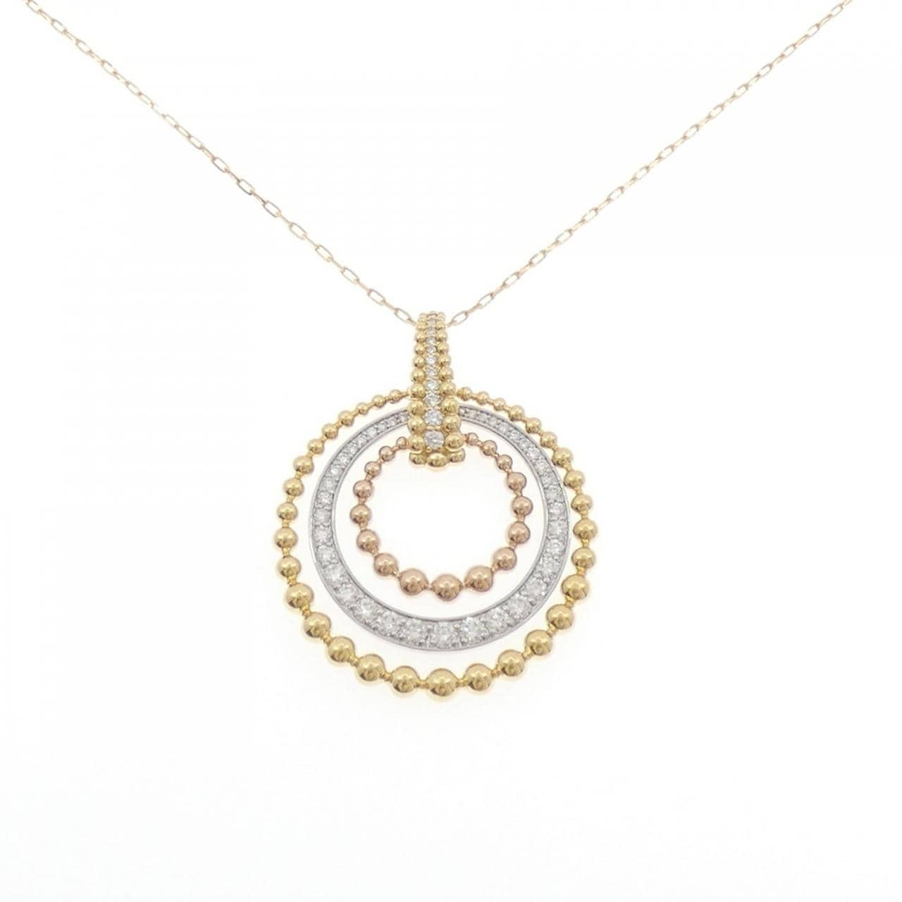 K18YG/PT900/K18PG ダイヤモンド ネックレス 1.50CT