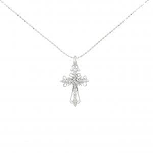 K18WG クロス ダイヤモンド ネックレス 0.09CT