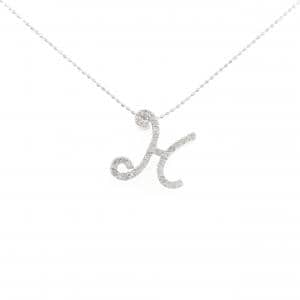 K18WG/750WG イニシャルH ダイヤモンド ネックレス 0.25CT