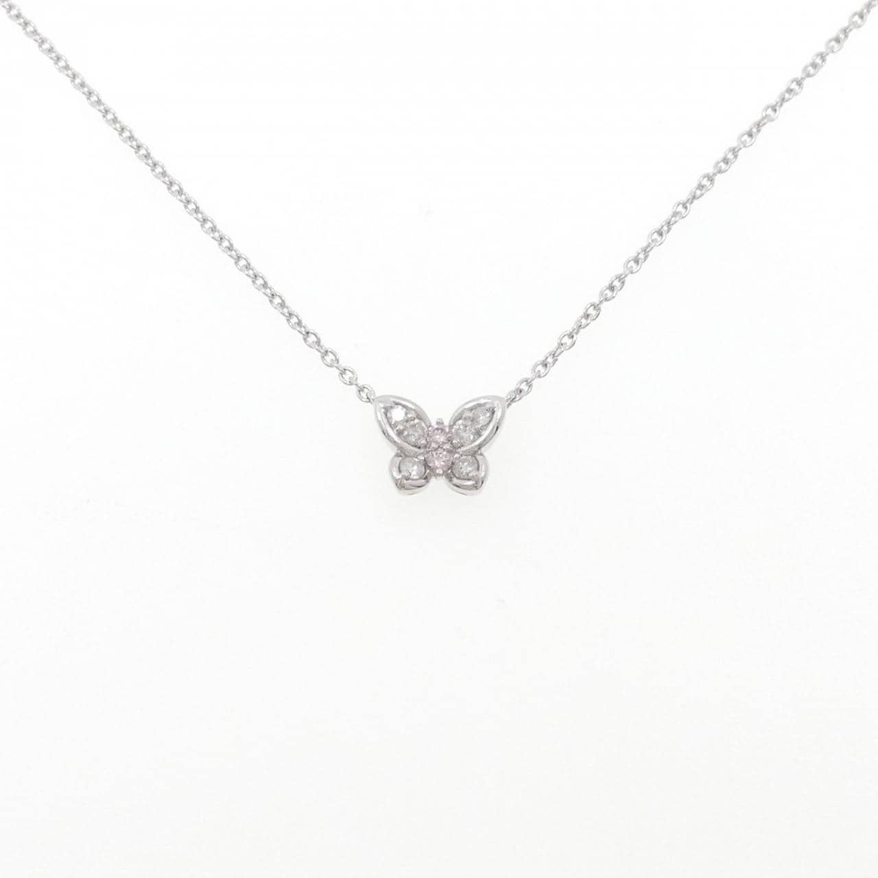 PT900/PT850 バタフライ ピンクダイヤモンド ネックレス 0.06CT