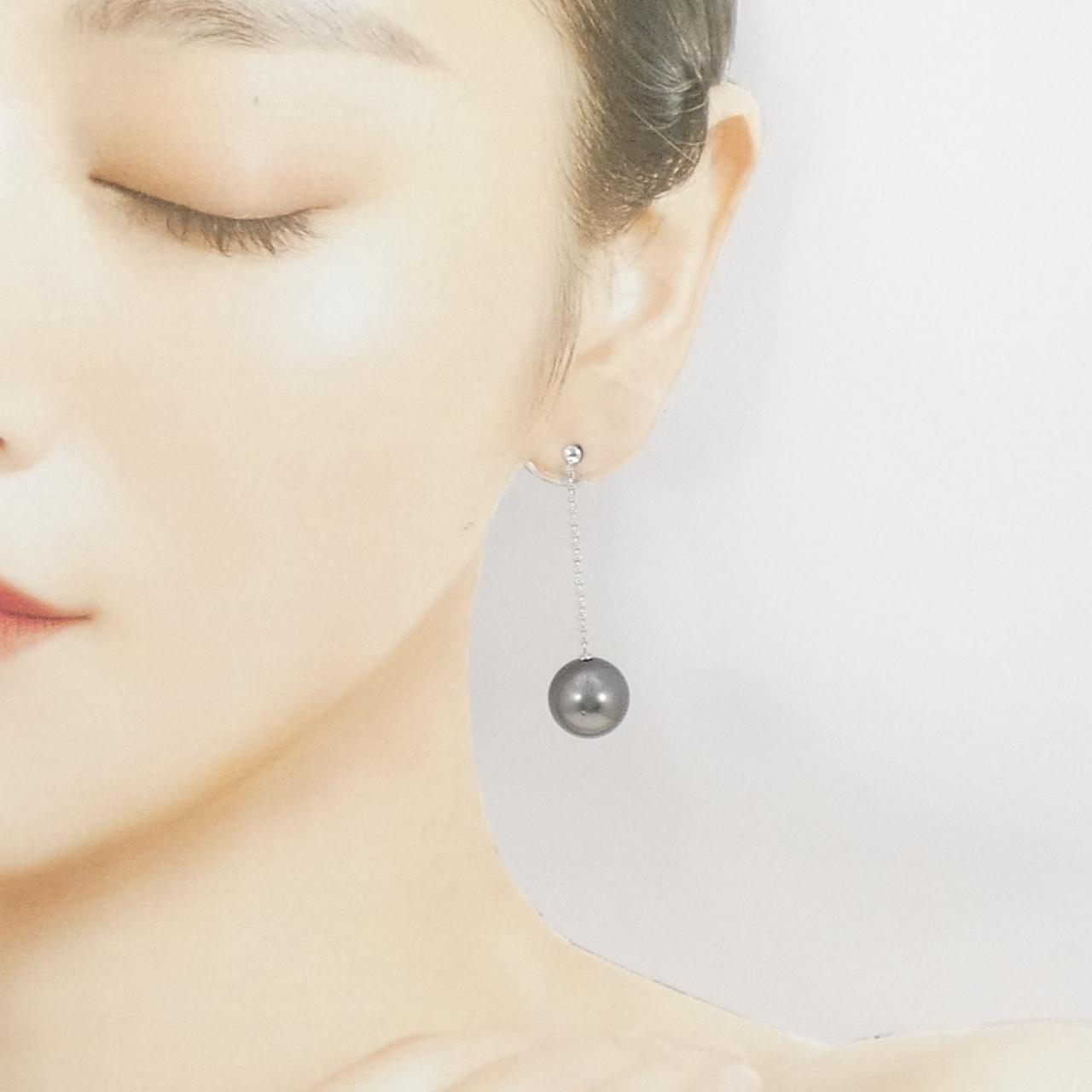 K18WG 黒蝶パール ピアス 13.5mm