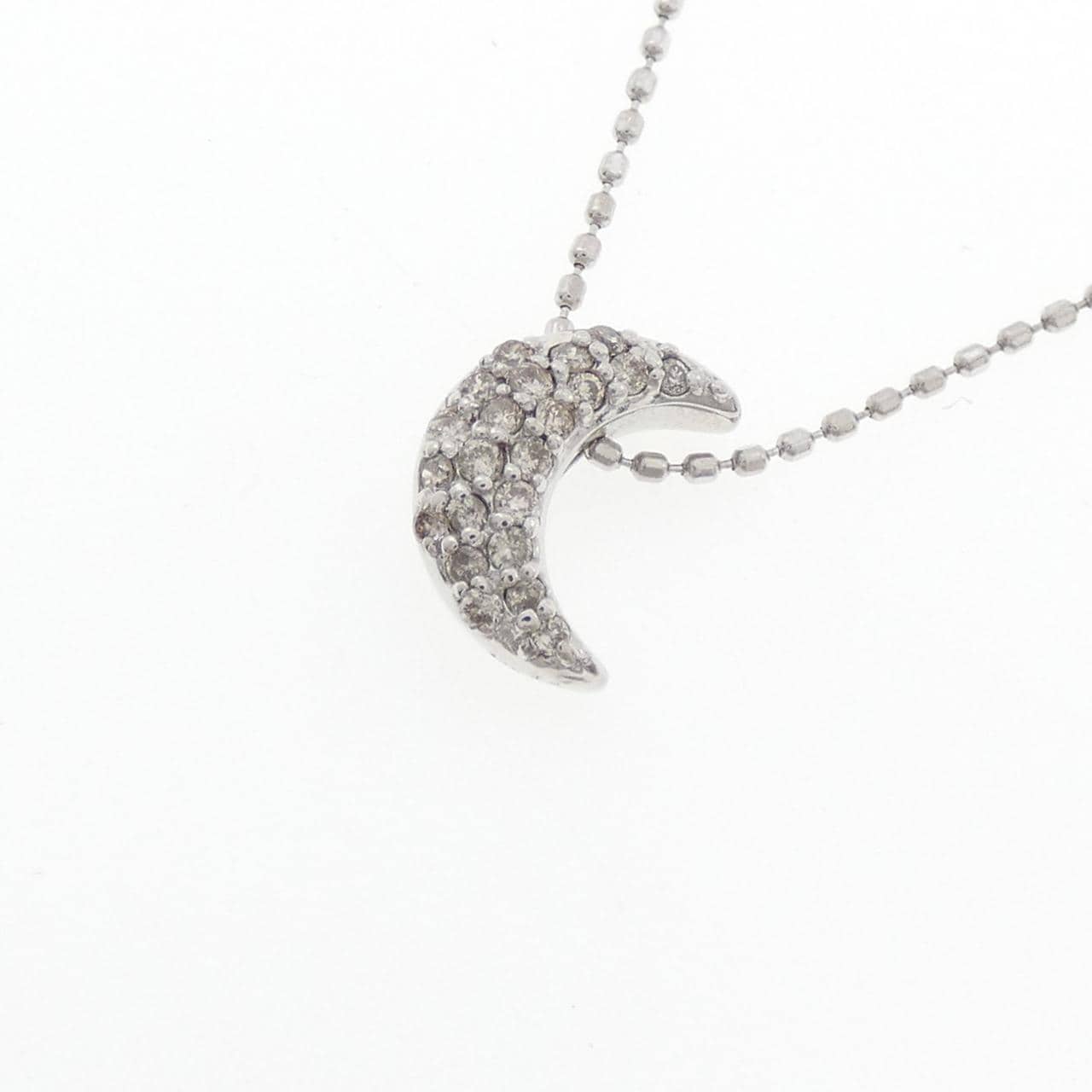 K10WG ムーン ダイヤモンド ネックレス 0.12CT
