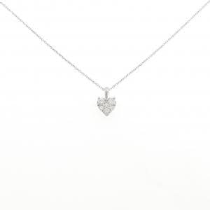 K18WG ハート パヴェ ダイヤモンド ネックレス 0.25CT