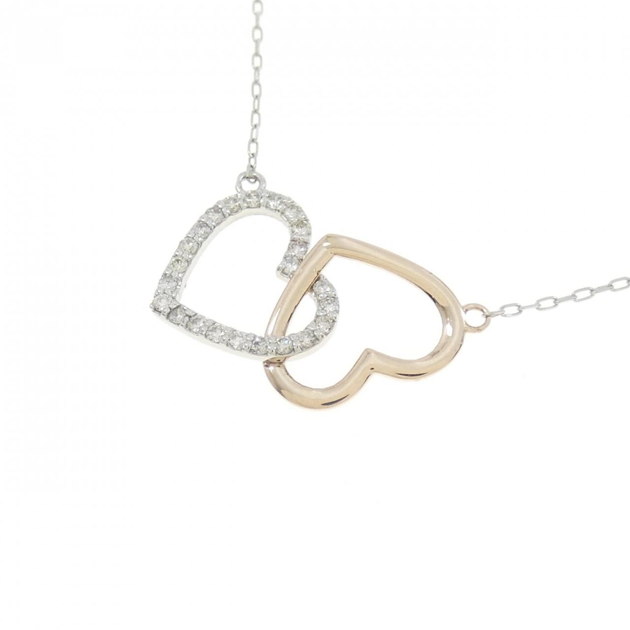 【新品】PT/K18PG ハート ダイヤモンド ネックレス 0.13CT