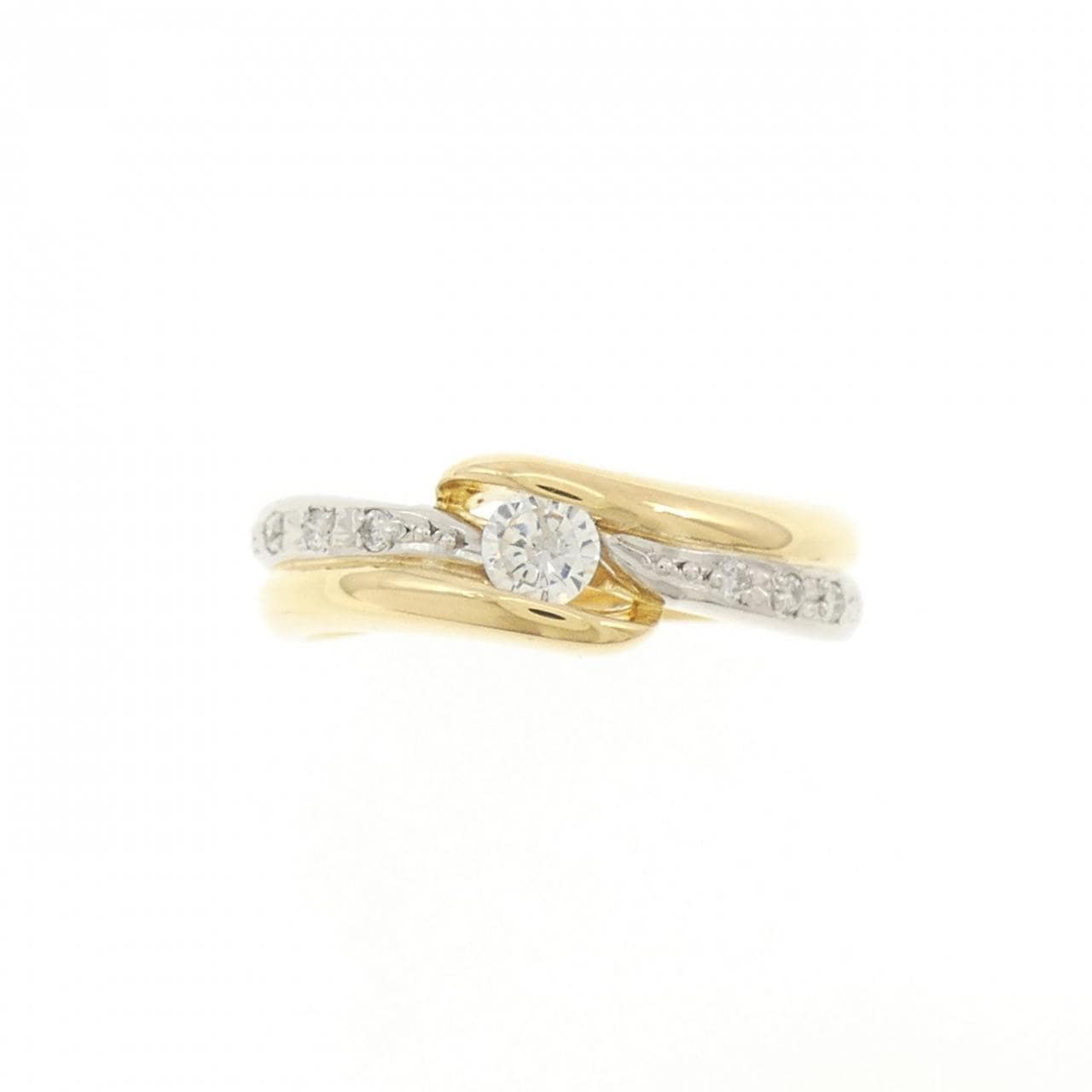 K18YG/PT900 ダイヤモンド リング 0.18CT