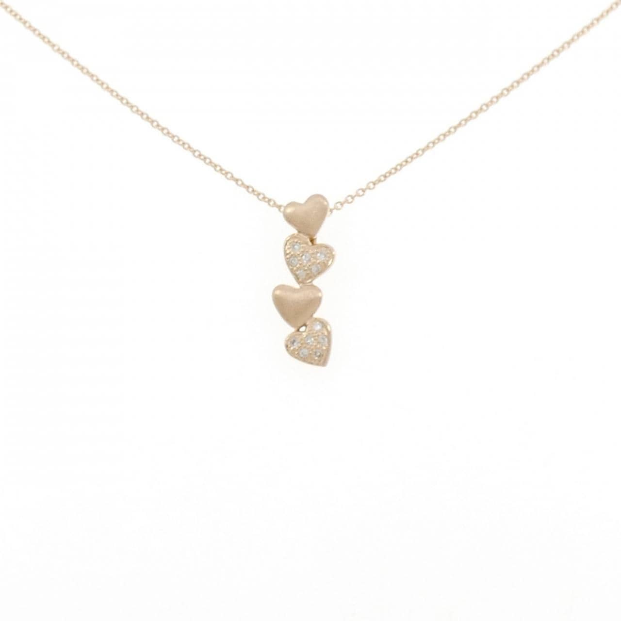K18PG ハート ダイヤモンド ネックレス 0.10CT