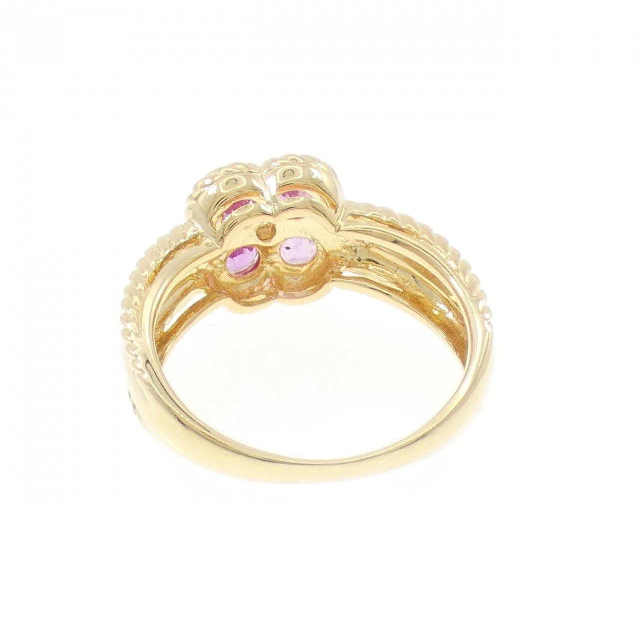 K18YG フラワー サファイヤ リング 0.86CT