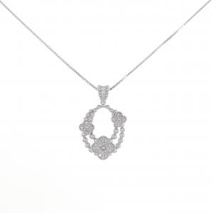 K18WG フラワー ダイヤモンド ネックレス 0.23CT
