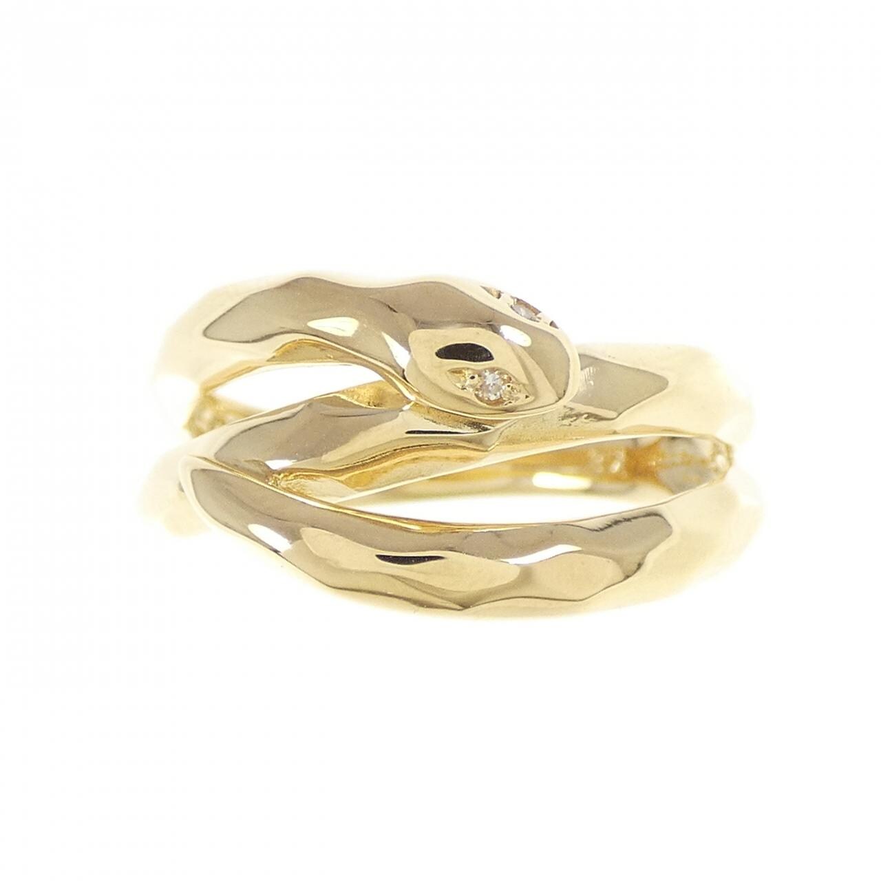 K18YG snake Diamond ring 0.02CT