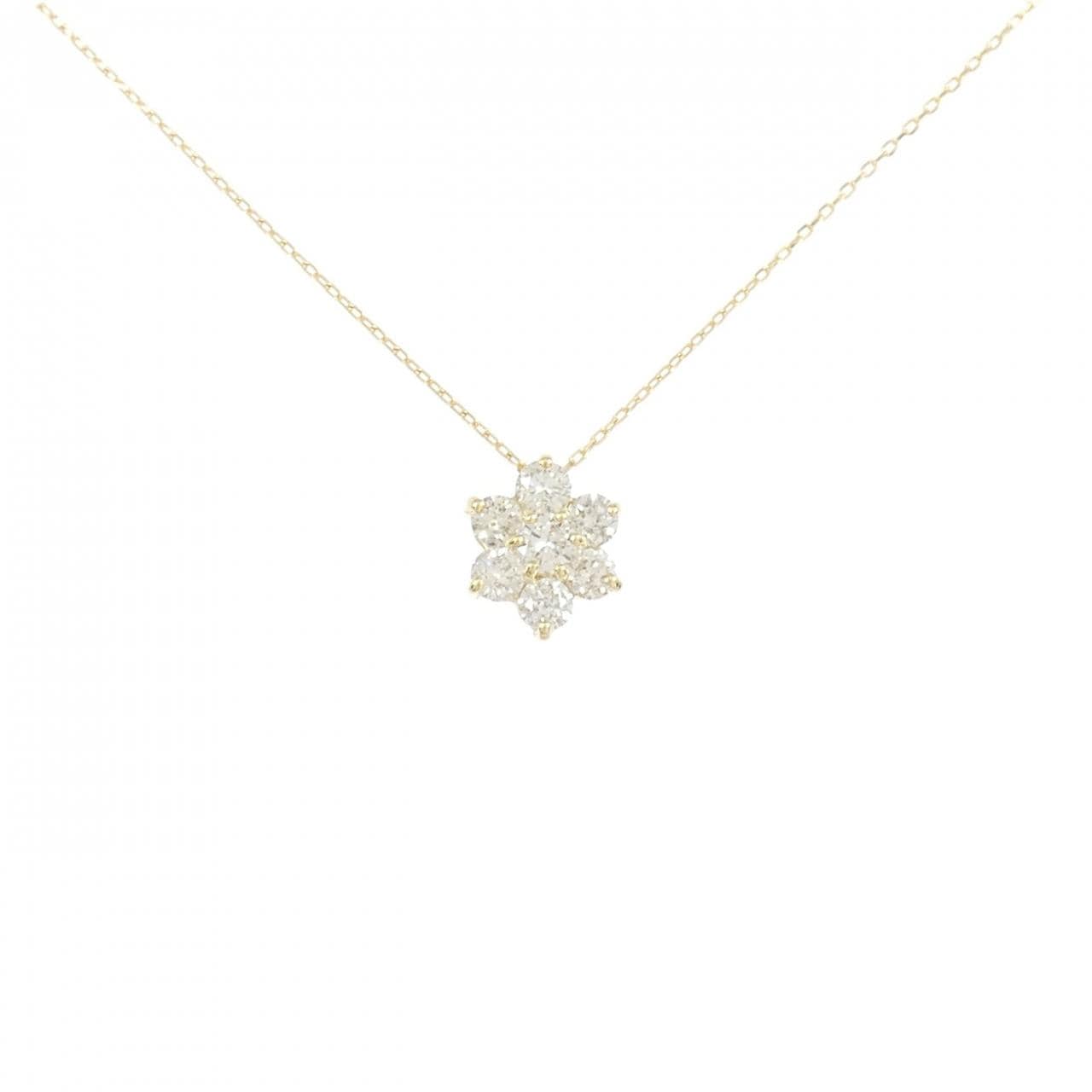 K18YG フラワー ダイヤモンド ネックレス 0.50CT