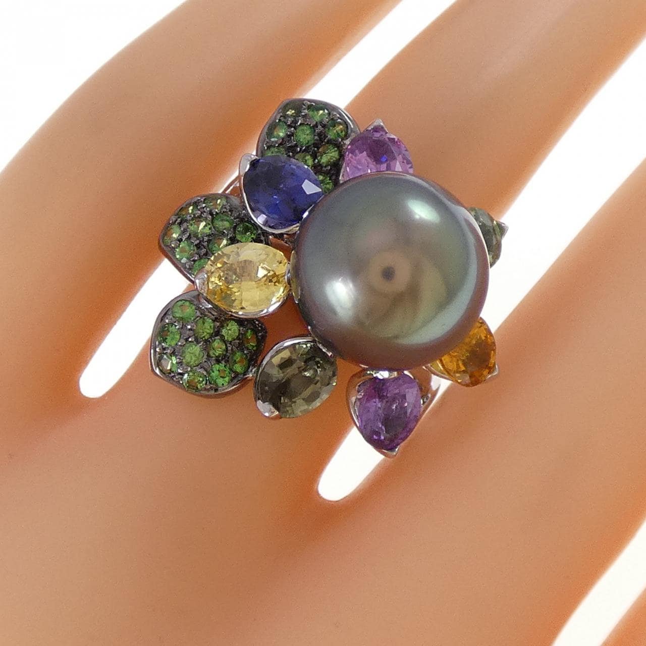 K18WG/K18BG カラーストーン リング