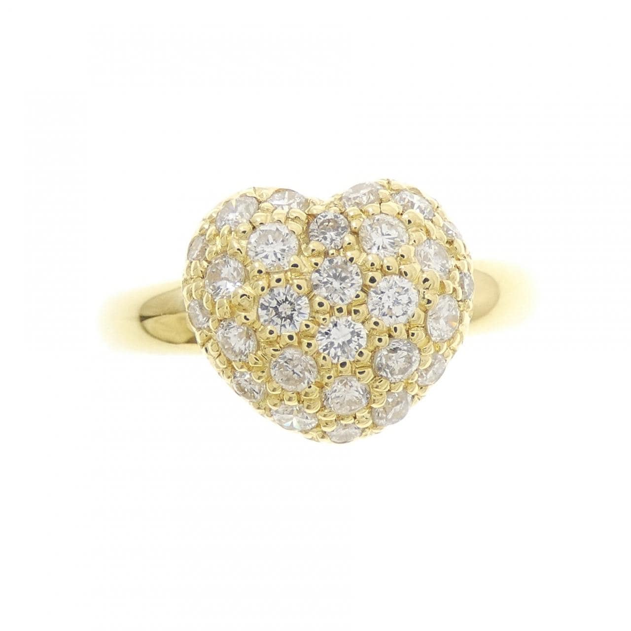 K18YG ハート パヴェ ダイヤモンド リング 0.50CT