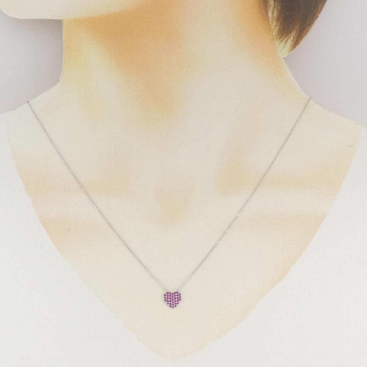 K18WG ハート ルビー ネックレス