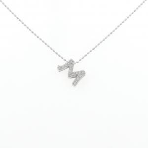 K18WG イニシャルM ダイヤモンド ネックレス 0.11CT
