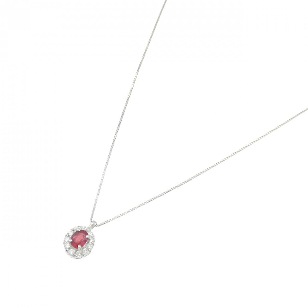 PT900/PT850 ルビー ネックレス 0.33CT