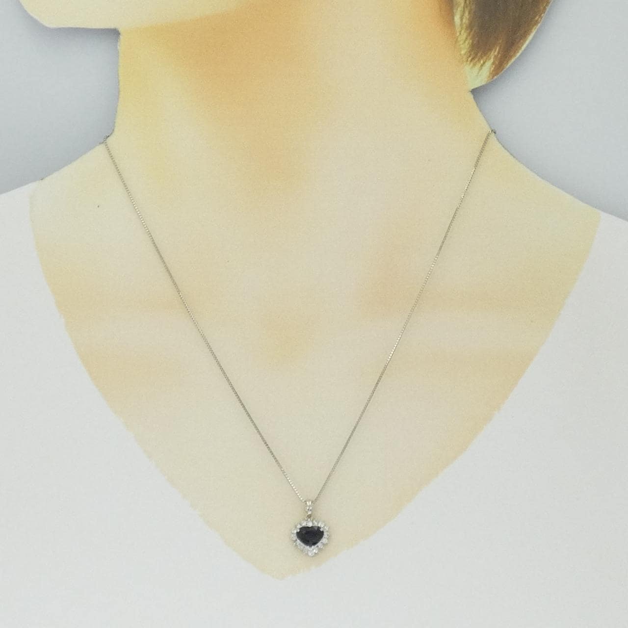 PT900/PT850 ハート サファイヤ ネックレス 1.09CT