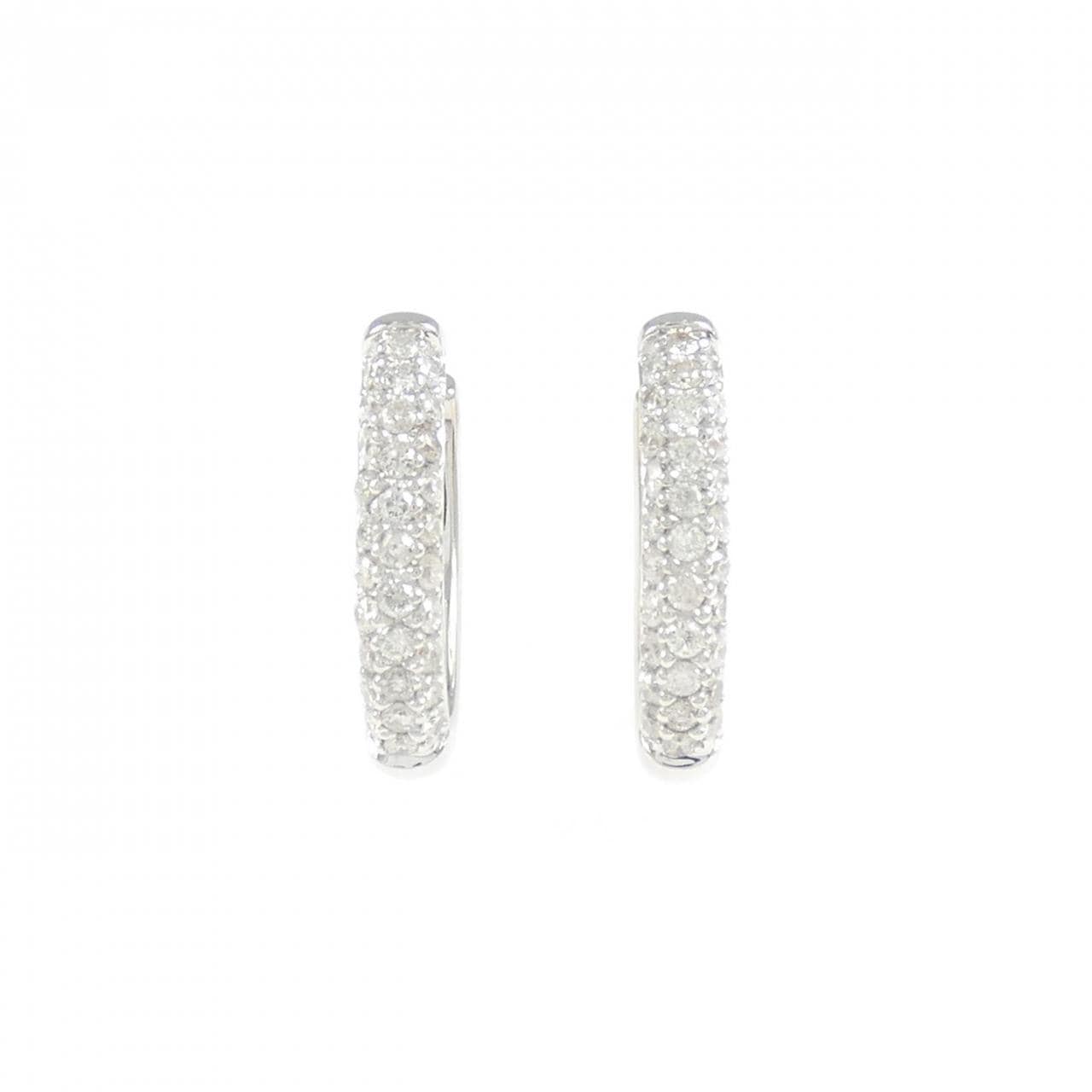 K18WG パヴェ ダイヤモンド フープピアス 0.52CT