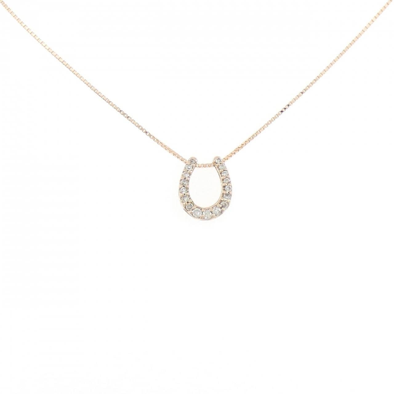 K10PG ホースシュー ダイヤモンド ネックレス 0.11CT