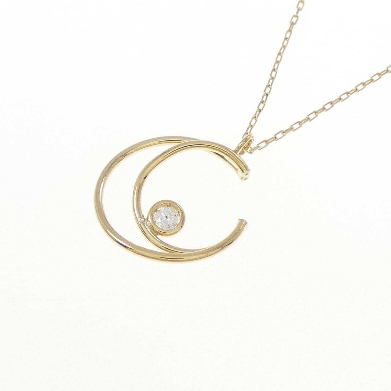 K18YG ムーン ダイヤモンド ネックレス 0.03CT