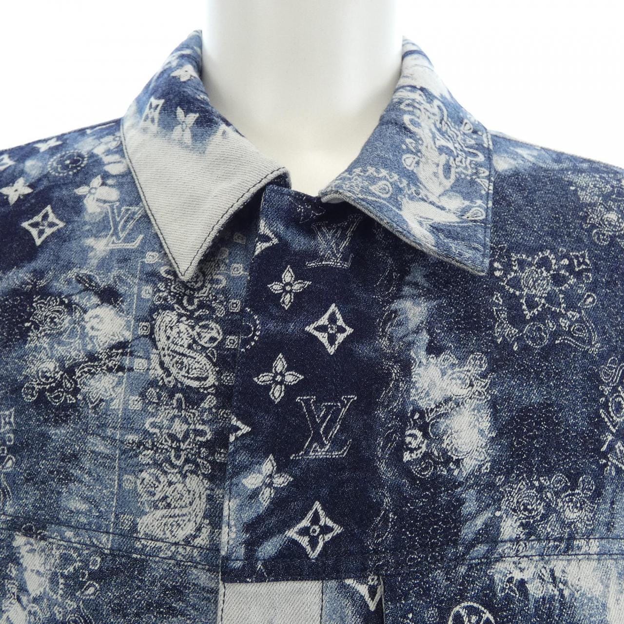 ルイヴィトン LOUIS VUITTON モノグラムバンダナショートスリーブデニムシャツ HNS17XNW2 S/Sシャツ