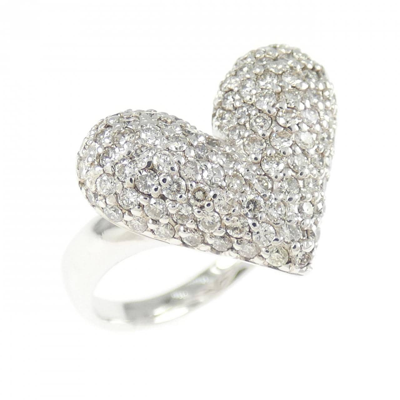 K18WG ハート パヴェ ダイヤモンド リング 0.75CT
