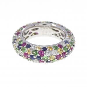 K18WG フルエタニティ カラーストーン リング