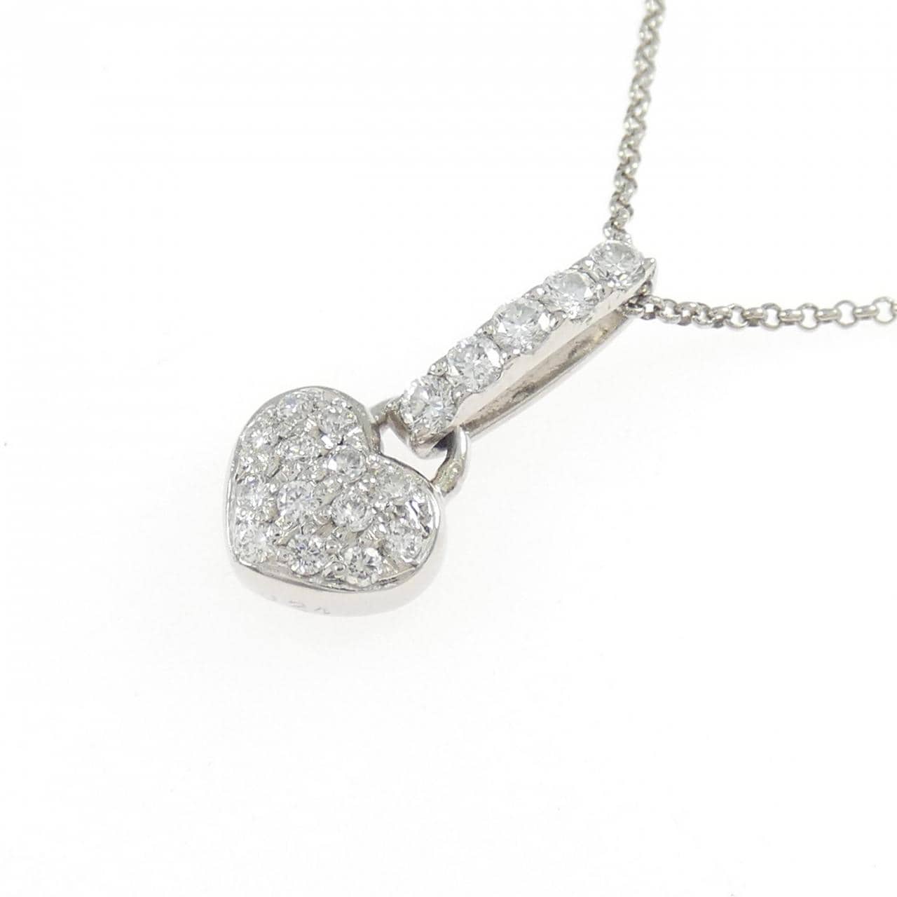 PT900/PT850 ハート ダイヤモンド ネックレス 0.24CT