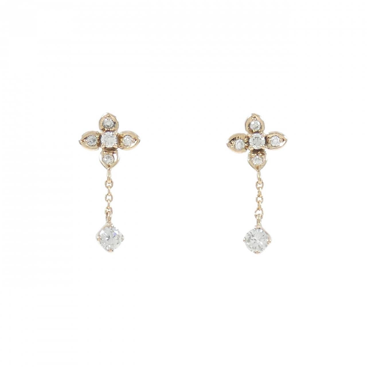 K18PG フラワー ダイヤモンド ピアス 0.24CT