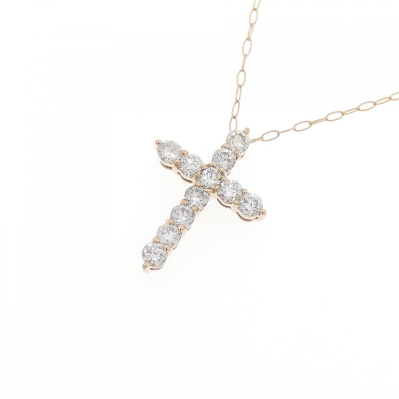 K18PG クロス ダイヤモンド ネックレス 0.30CT