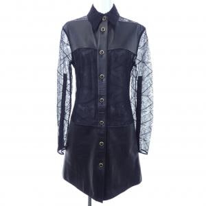 ルイヴィトン LOUIS VUITTON フェザーレースアンドレザーシャツ FMLD94NN4 ワンピース