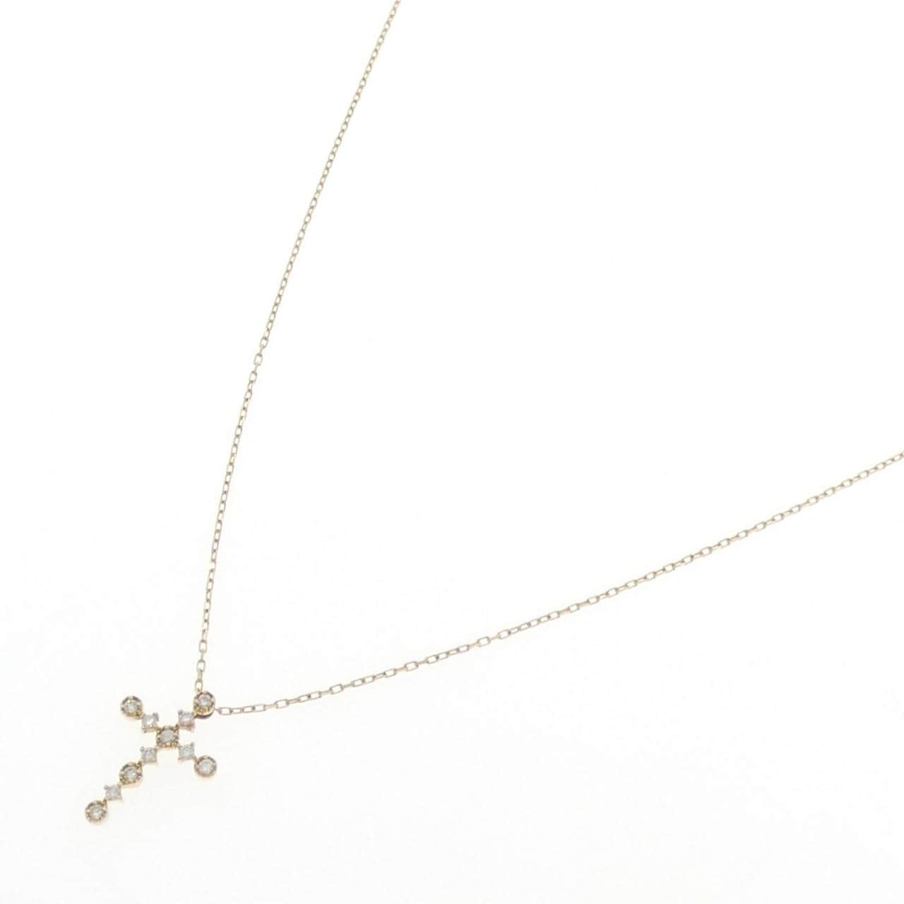K18YG クロス ダイヤモンド ネックレス 0.1CT