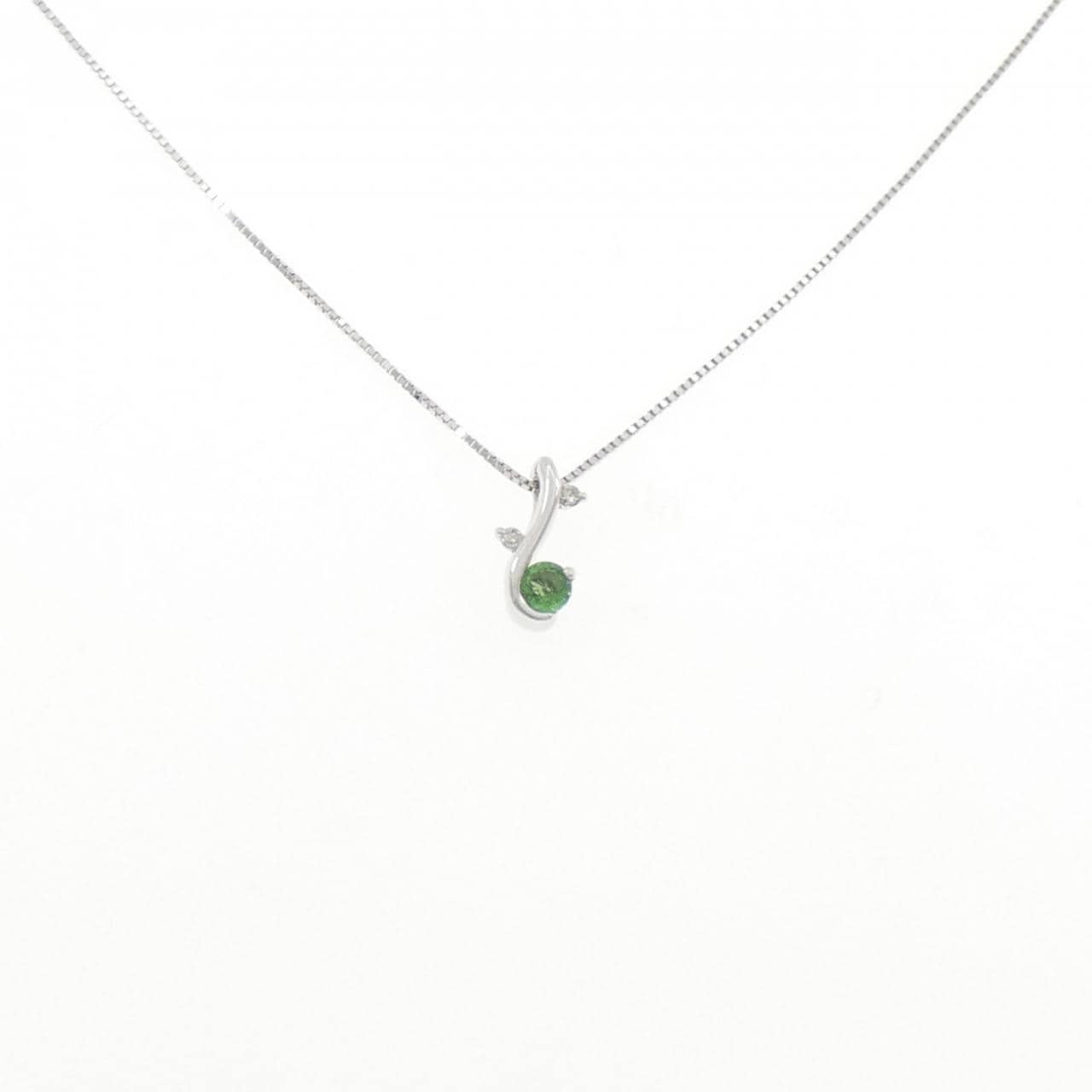 K18WG グリーンガーネット ネックレス