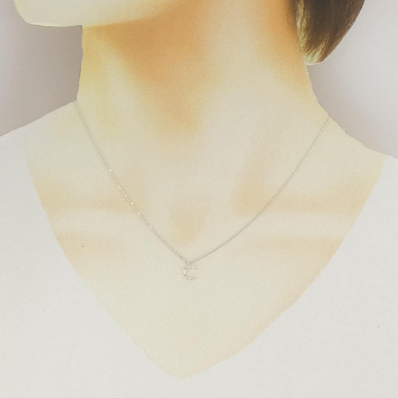 アガット ムーン ダイヤモンド ネックレス 0.05CT