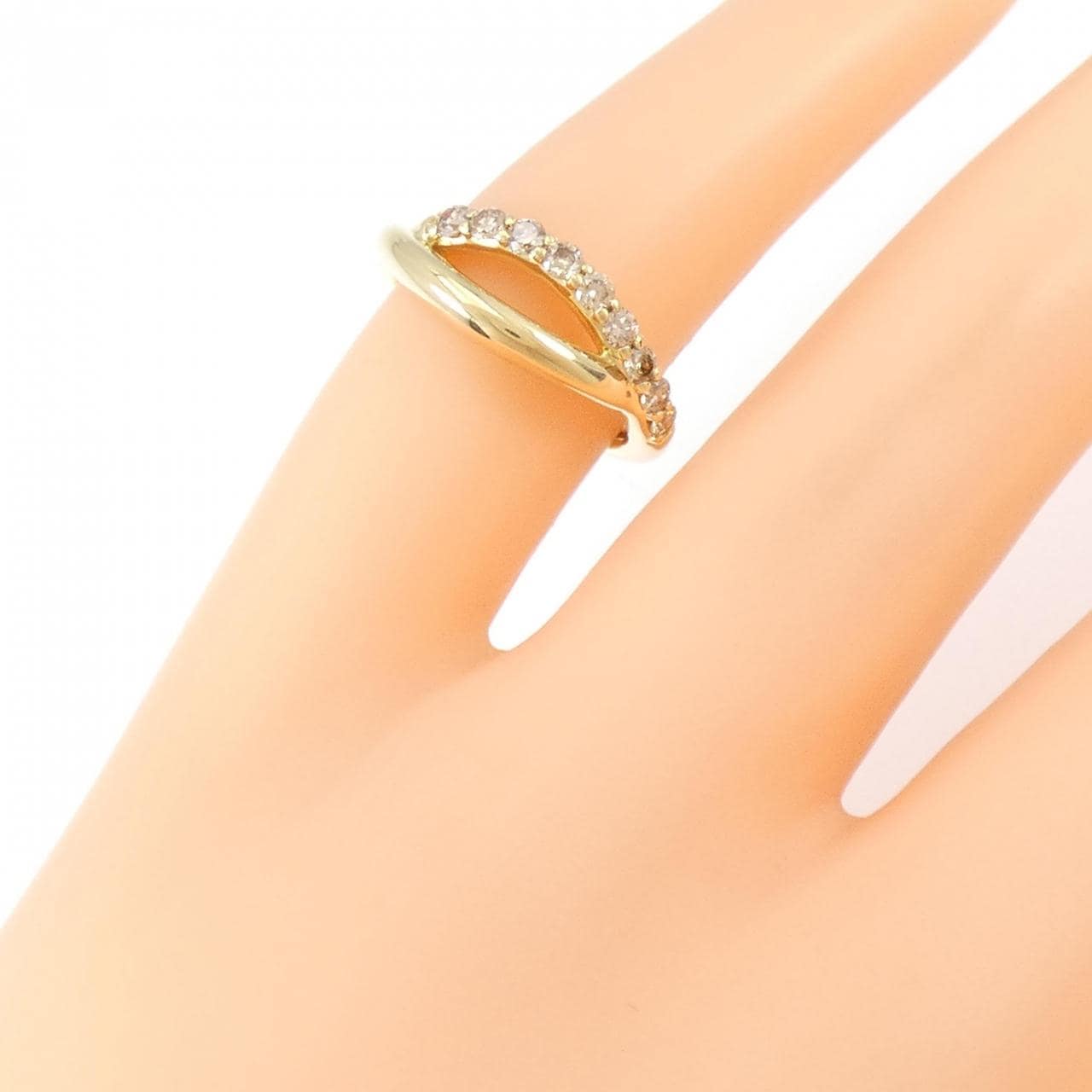 K18YG Diamond Pinky Ring 0.18CT