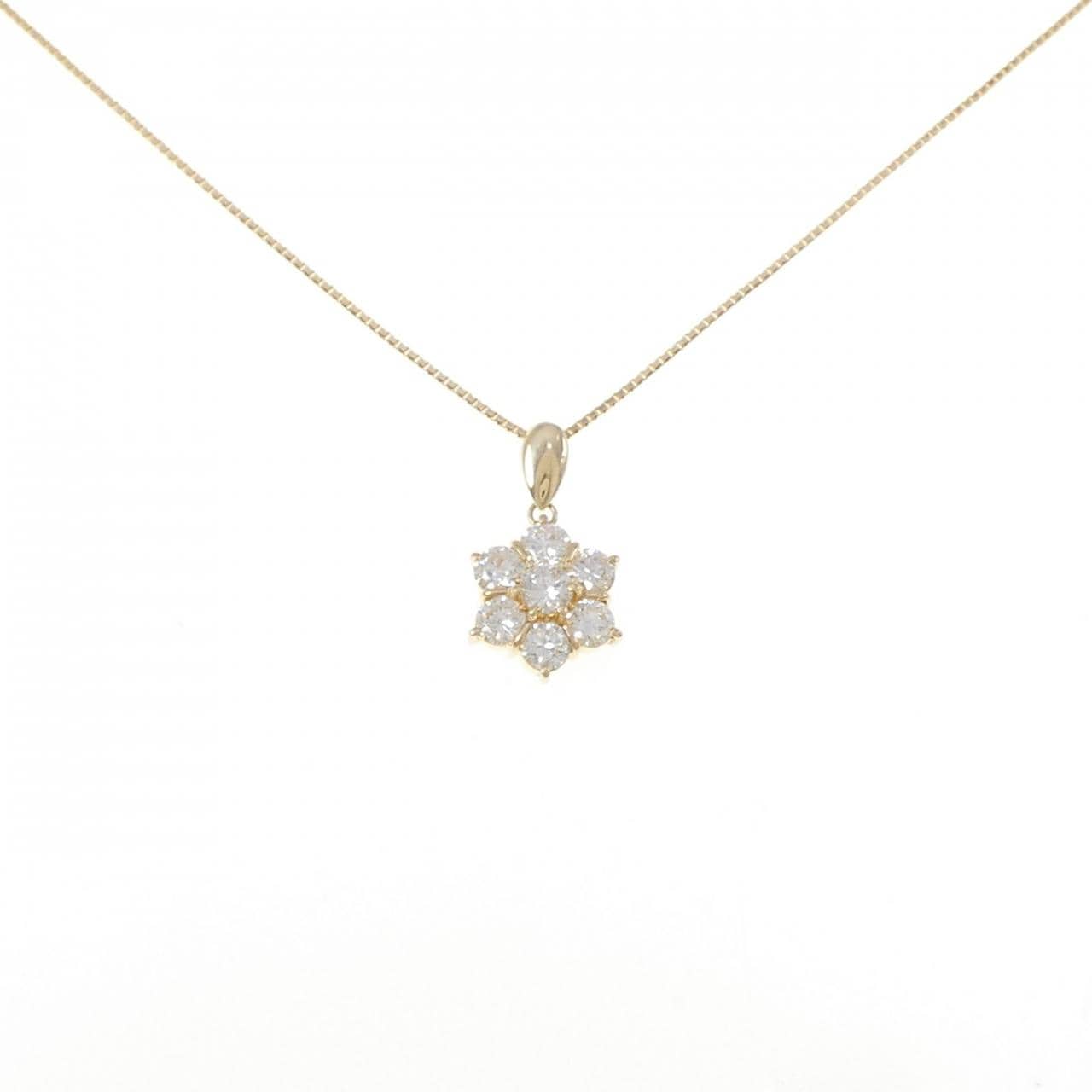 K18YG フラワー ダイヤモンド ネックレス 1.05CT