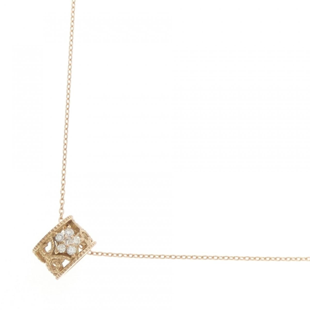 K18PG フラワー ダイヤモンド ネックレス 0.12CT