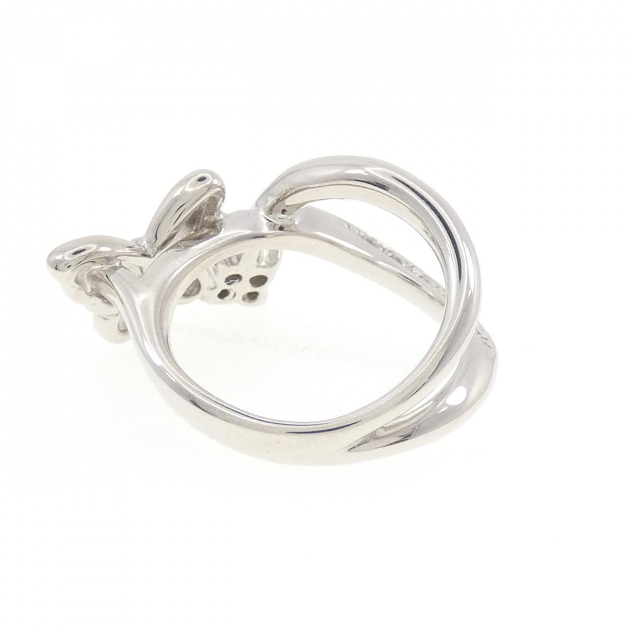 K18WG Butterfly x Flower Diamond Pinky Ring 0.31CT