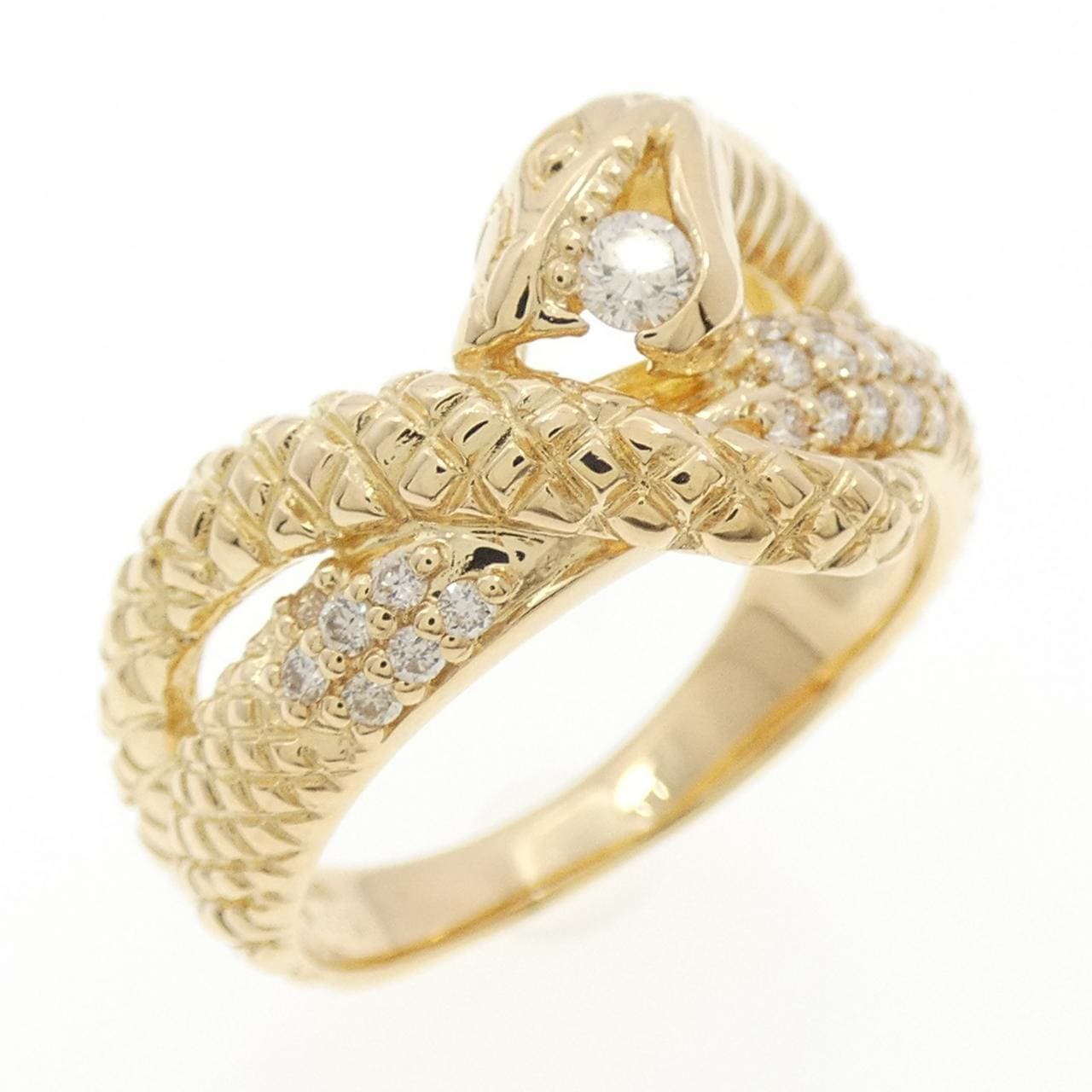 K18YG スネーク ダイヤモンド リング 0.23CT