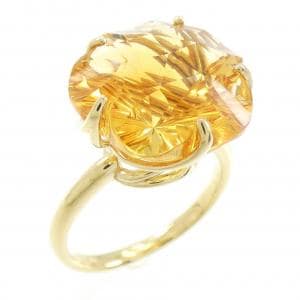 K18YG フラワー シトリン リング 8.51CT