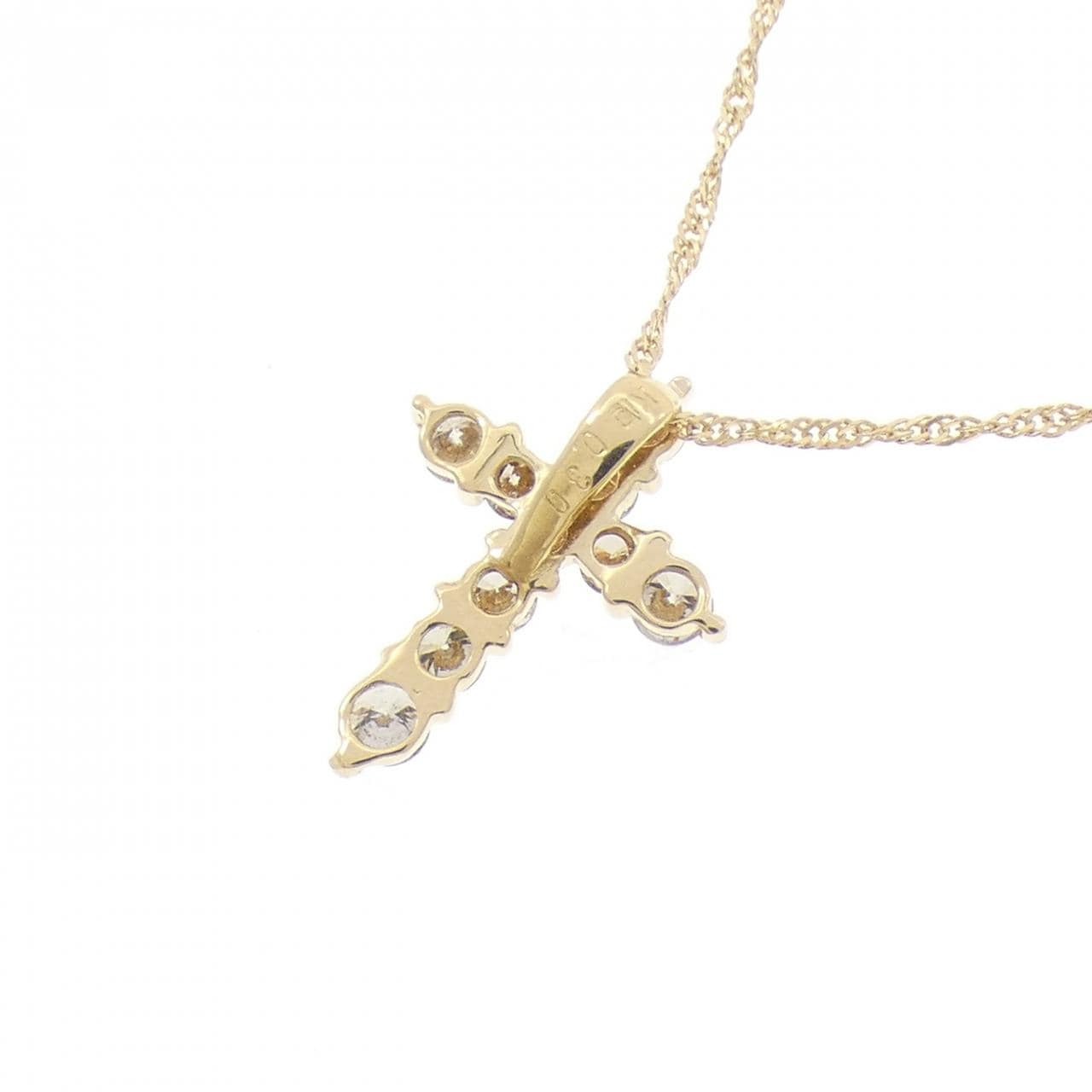 K18YG クロス ダイヤモンド ネックレス 0.30CT