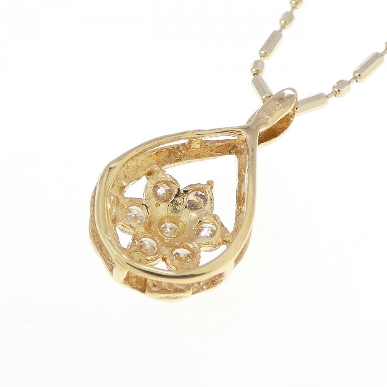 K18YG フラワー ダイヤモンド ネックレス 0.14CT
